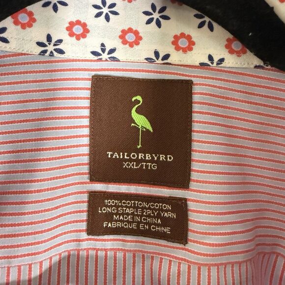 Tailorbyrd Dress Shirt Men's XXL Blue Red Striped Button Up Long Sleeve Cotton - Picture 7 of 12